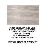 Water Resistant Laminate Flooring x 1288 sq ft