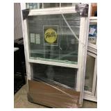 Pella single hung white window.
