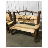 Amish made sassfrass Bench. Damaged.