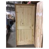 36"LH Unfinished Pine Int Door w/ oak jamb.