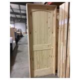 30" LH Unfinished Pine Int Door w/ oak jamb.