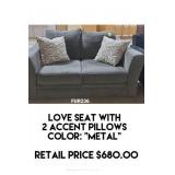 Love Seat with 2 Accent Pillows