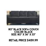 80" Black Sofa Couch