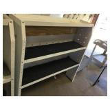 white industrial shelving unit