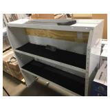white industrial shelving unit