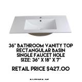 36" Bathroom Vanity Top Rectangular Basin