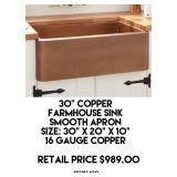 30" Copper Farmhouse Sink