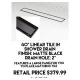 40" Linear Tile In Shower Drain