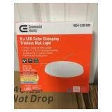 8" color changing trimless disk light case x 3