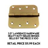 3.5" Heavy Duty Brass Hinges by the piece x 100