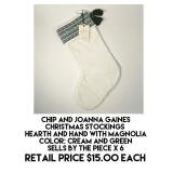 Chip & Joanna Gaines Christmas Stocking x 6