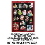 3D Christmas Name Tags x 5 packs