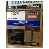 1/4in x 2 3/4in Concrete and Masonry screws x2.
