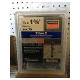 1/4in x 1 3/4in Concrete and masonry screws x2.