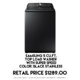 Samsung 5cu.ft Top Load Washer w/Super Speed
