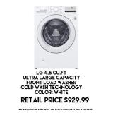 LG 4.5cu.ft Ultra Large Capacity Front Load Washer