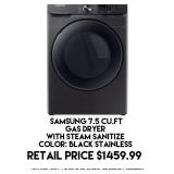 Samsung 7.5cu.ft Gas Dryer w/Steam Sanitize