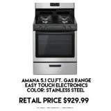 Amana 5.1cu.ft Gas Range