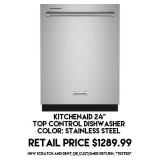 Kitchenaid 24" Top Control Dishwasher