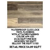 Click Lock Vinyl Flooring w/Pad x 1121 sq ft