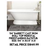 54" Barrett Cast Iron Freestanding Bathtub