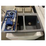 9" Franke Dbl Bowl Sink w/ Faucet & Dispenser