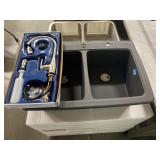 9" Franke Dbl Bowl Sink w/ Faucet & Dispenser