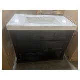 36" Marble White Vanity Top w/Chocolate Base