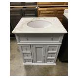 28" White/Brown Vanity Top w/Light Grey Base