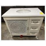 37" White Vanity Top w/Off White Base