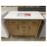 42" White Vanity Top w/Brown Base