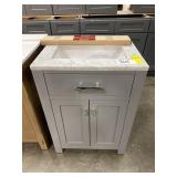 24" White/Grey Vanity Top w/Grey Base