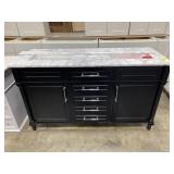 60" White/Grey Double Bowl Vanity Top w/Black Base