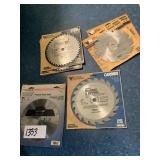 Mixed saw blades by the pile