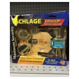 Schlage Brass LH Lever & Deadbolt x 4