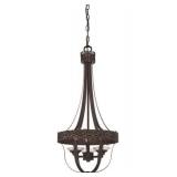 3-Light Bronze & Gold Chandelier
