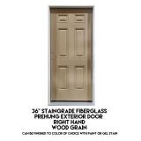 36" RH Staingrade Fiberlgass Prehung Exterior Door