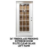 36" LH Fiberglass Prehung Exterior Door