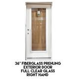 36" RH Fiberglass Prehung Exterior Door