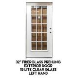 32" LH Fiberglass Prehung Exterior Door