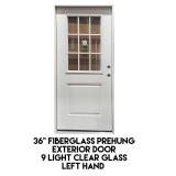 36" LH Fiberglass Prehung Exterior Door