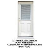 32" RH Fiberglass Exterior Door w/Blinds