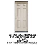 32" RH Staingrade Fiberglass Prehung Exterior Door