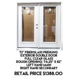 72" Fiberglass Prehung Exterior Double Door