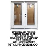 72" Fiberglass Prehung Exterior Double Door