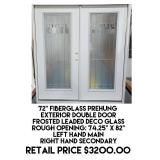 72" Fiberglass Prehung Exterior Double Door