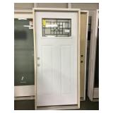 36" RH Patina Leaded Craftsman Exterior Door