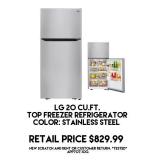 LG 20cu.ft Top Freezer Refrigerator