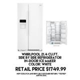 Whirlpool 21.4cu.ft Side by Side Refrigerator