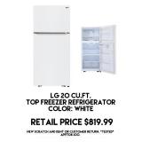 LG 20cu.ft Top Freezer Refrigerator